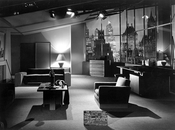 The Fountainhead (1949) 
Directed by King Vidor
Shown: test still of Roark's apartment set